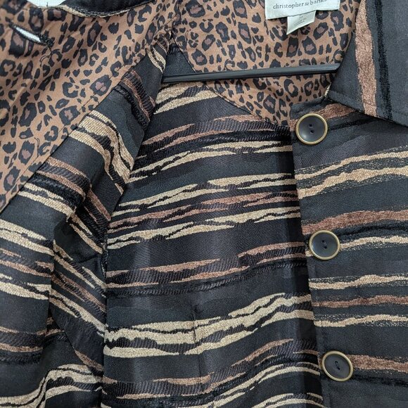 Christopher & Banks Women's Blazer Jacket M Button Down Brown Tapestry Style - Picture 6 of 8